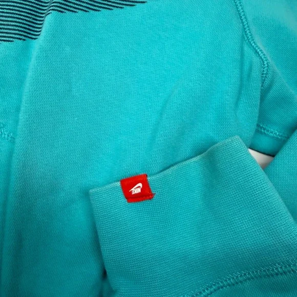 Nike Turquoise Blue Mens Fleece Graphic Pullover Hoodie Sweatshirt Mens L Cotton - Picture 3 of 9